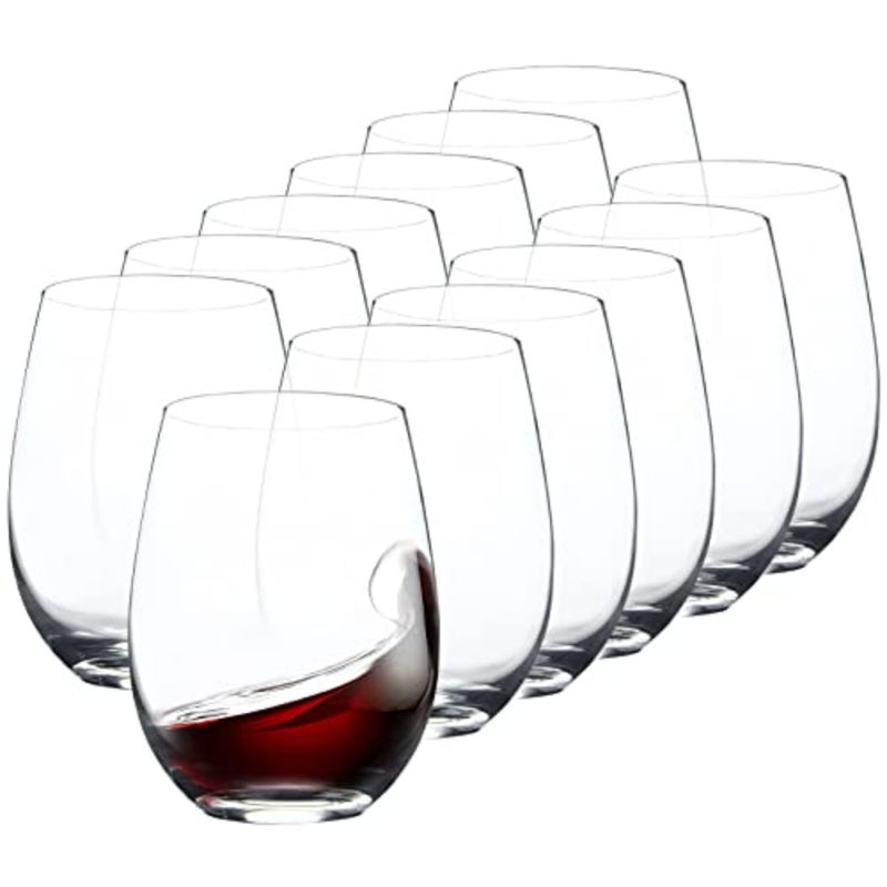 Stemless Wine Glasses Set of 12, 15 Ounce Smooth Rim Standard Wine Glass Tumbler for Red, White Wine, Dishwasher Safe - Image 1
