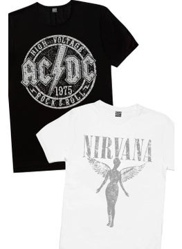 Rock&Roll Rock & Roll Flat Acdc Black, White Angel Nirvana 2 Pack Eco T-Shirt  - Image 1