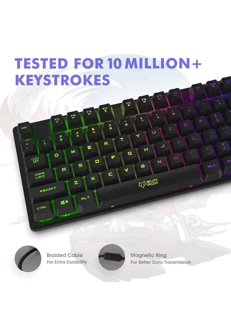 Amkette - Amkette EvoFox Fireblade Gaming Wired Keyboard with LED Backlit 19 Anti Ghosting Keys and Windows Lock Key TKL Black - Image 1