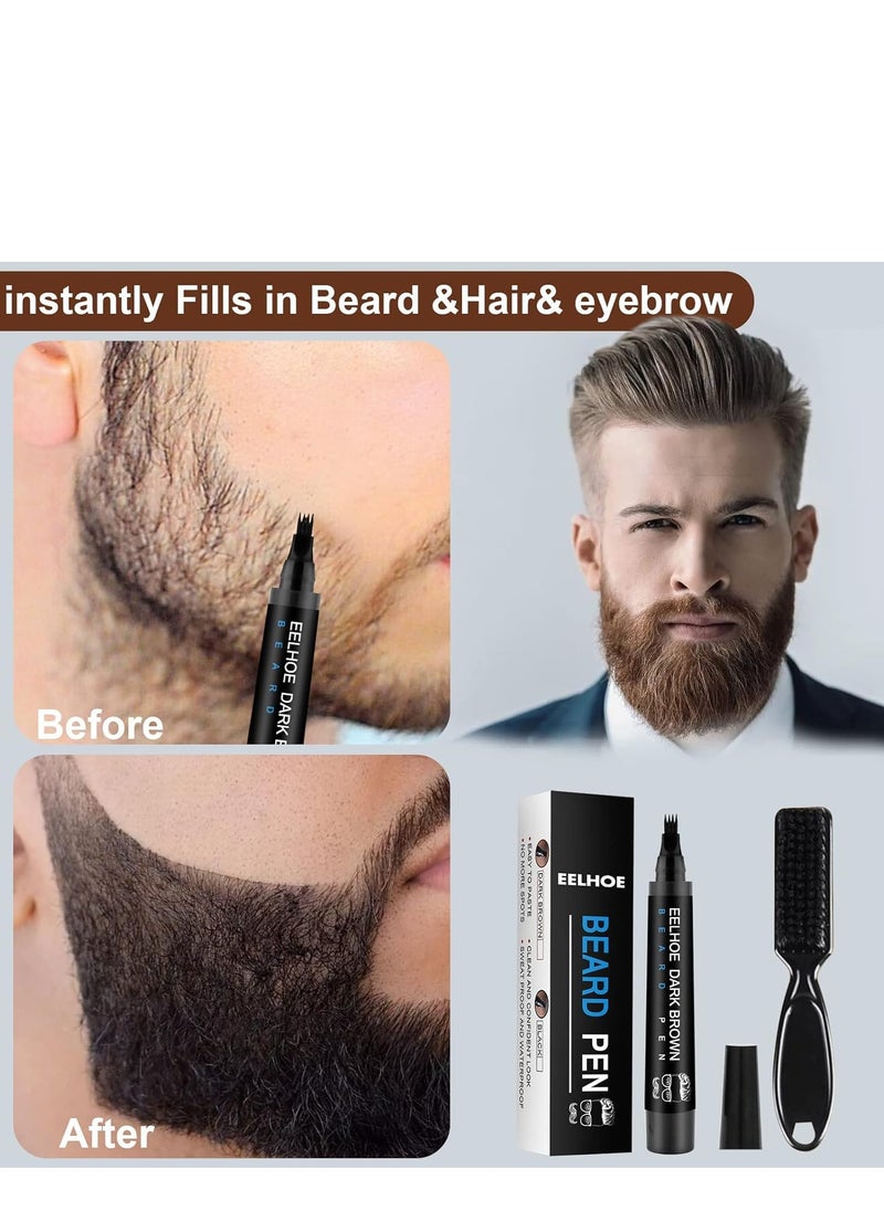 EELHOE - Beard Pencil Filler For Men, Natural Beard Pen, Waterproof & Long Lasting Natural Makeup Beard Pen For Moustache & Eyebrows(BLACK) - Image 1
