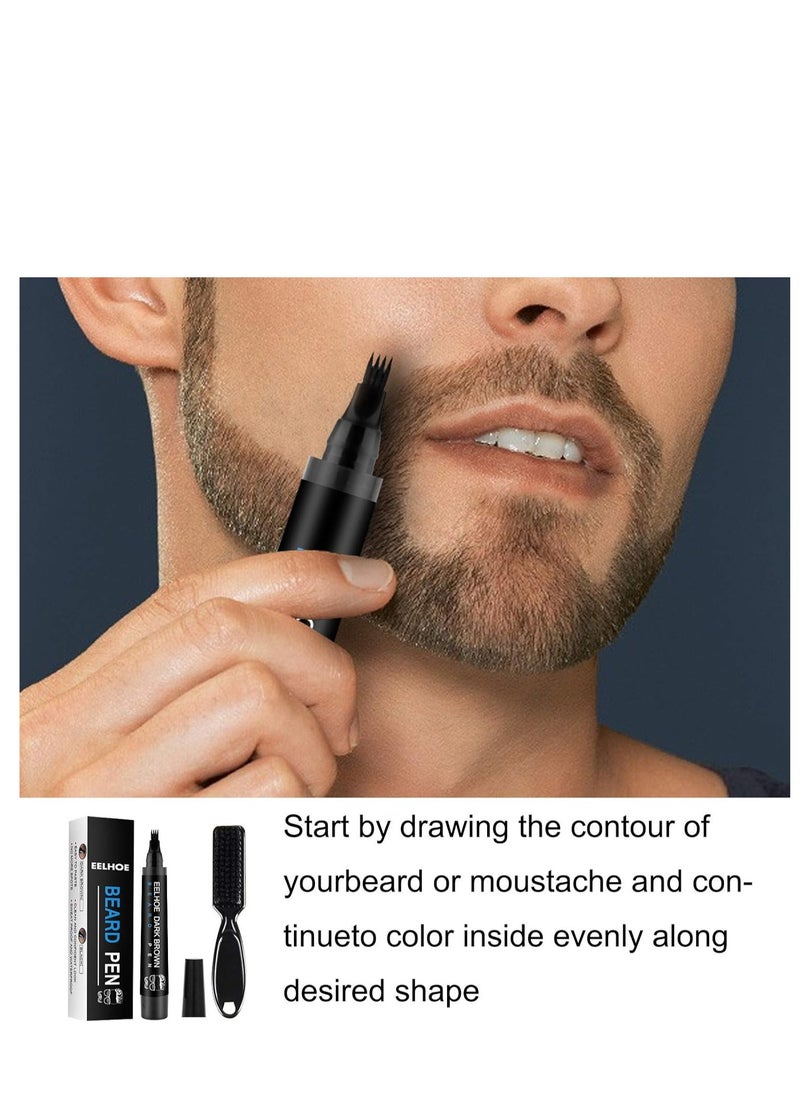 EELHOE - Beard Pencil Filler For Men, Natural Beard Pen, Waterproof & Long Lasting Natural Makeup Beard Pen For Moustache & Eyebrows(BLACK) - Image 1
