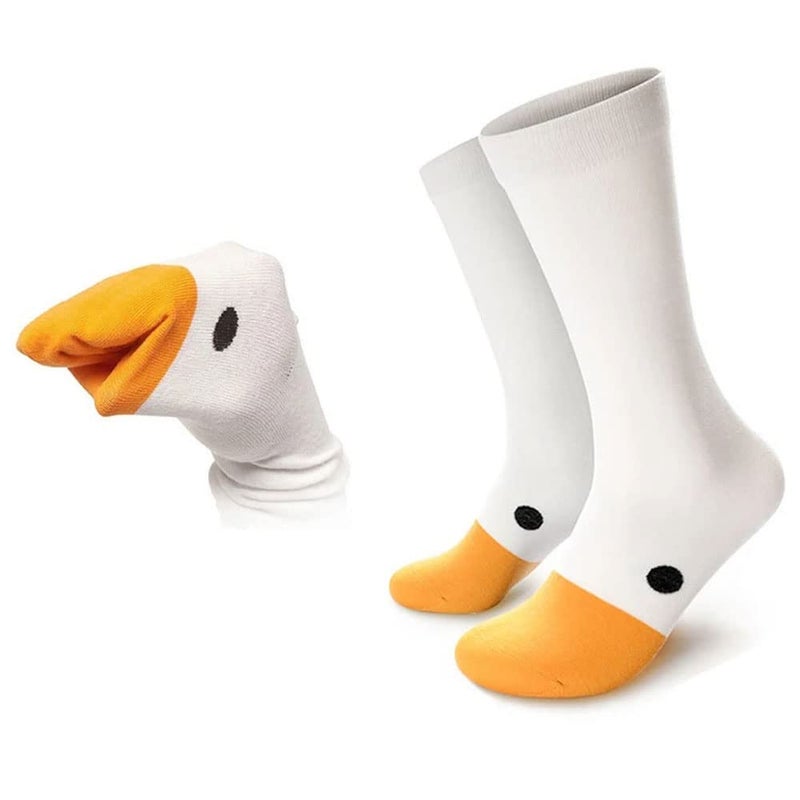 Bestmaple 1 Pair Funny Goose Head Socks Universal Sport Cotton Socks Creative Animal Casual Socks for Women Men, White, one size - Image 1