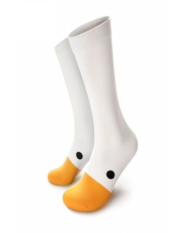 Bestmaple 1 Pair Funny Goose Head Socks Universal Sport Cotton Socks Creative Animal Casual Socks for Women Men, White, one size - Image 3