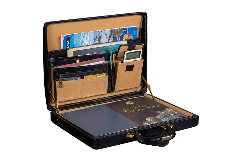 BRAND LEATHER Genuine Leather Numbering Lock Stylish Briefcase for Office|Business|Meeting|Outdoor (Black) - Image 4