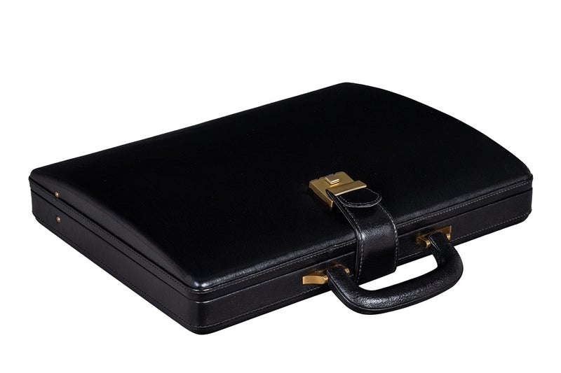 BRAND LEATHER Genuine Leather Numbering Lock Stylish Briefcase for Office|Business|Meeting|Outdoor (Black) - Image 1
