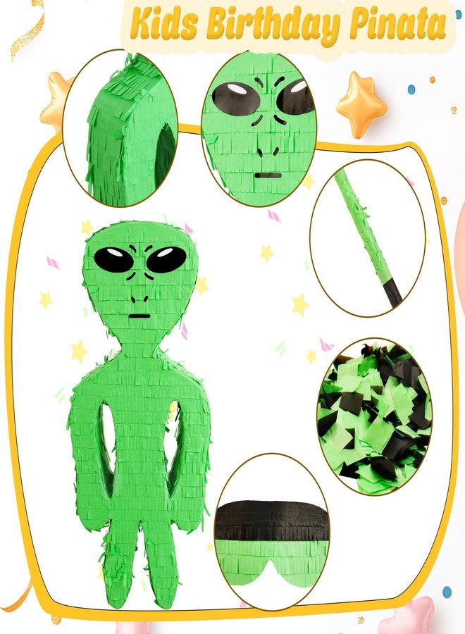Sonarun Halloween Alien Piñata Alien Shaped Piñata with Blindfold Stick Confetti and Hanging Loop for Kids Halloween Alien Theme Birthday Party Fun Decoration, 17 x 7.9 x 2.8 Inches - Image 3
