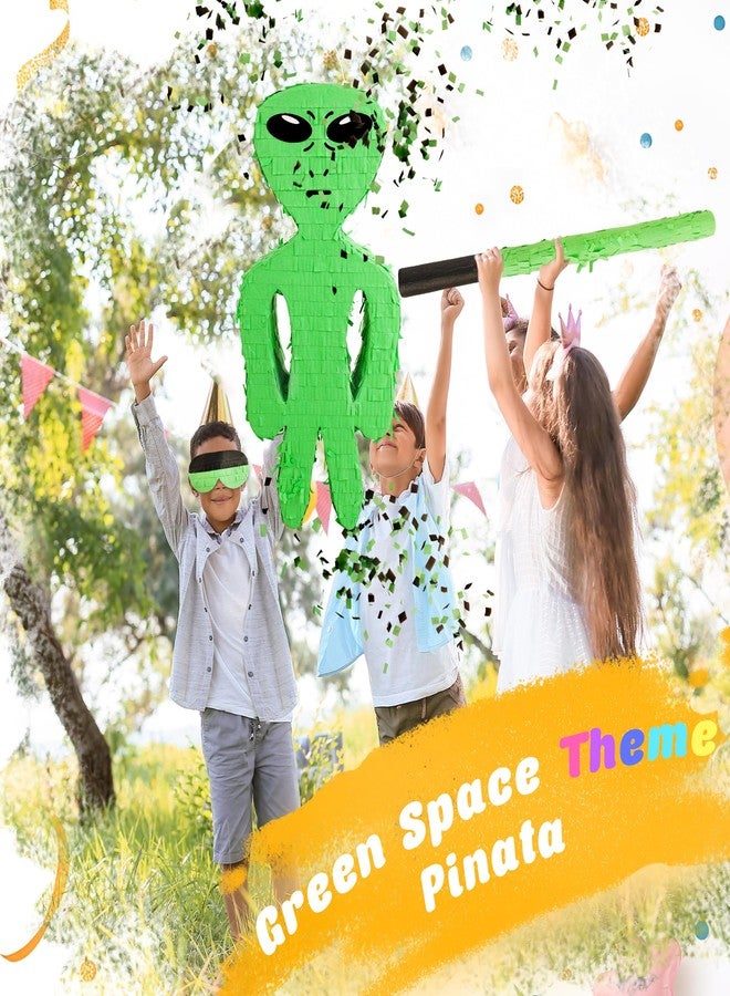 Sonarun Halloween Alien Piñata Alien Shaped Piñata with Blindfold Stick Confetti and Hanging Loop for Kids Halloween Alien Theme Birthday Party Fun Decoration, 17 x 7.9 x 2.8 Inches - Image 5