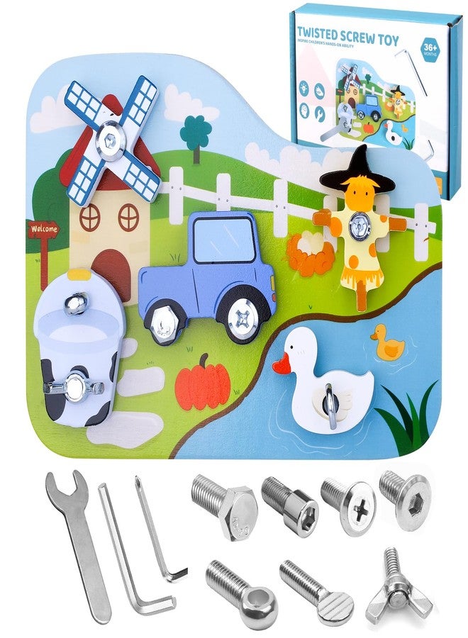 Liangding Montessori Screwdriver Board Set - Wooden Montessori Toys for 3 Year Old Kids and Toddlers, Fine Motor Skills Learning, STEM Toys, Gift for Boys and Girls (Farm Series) - Image 1