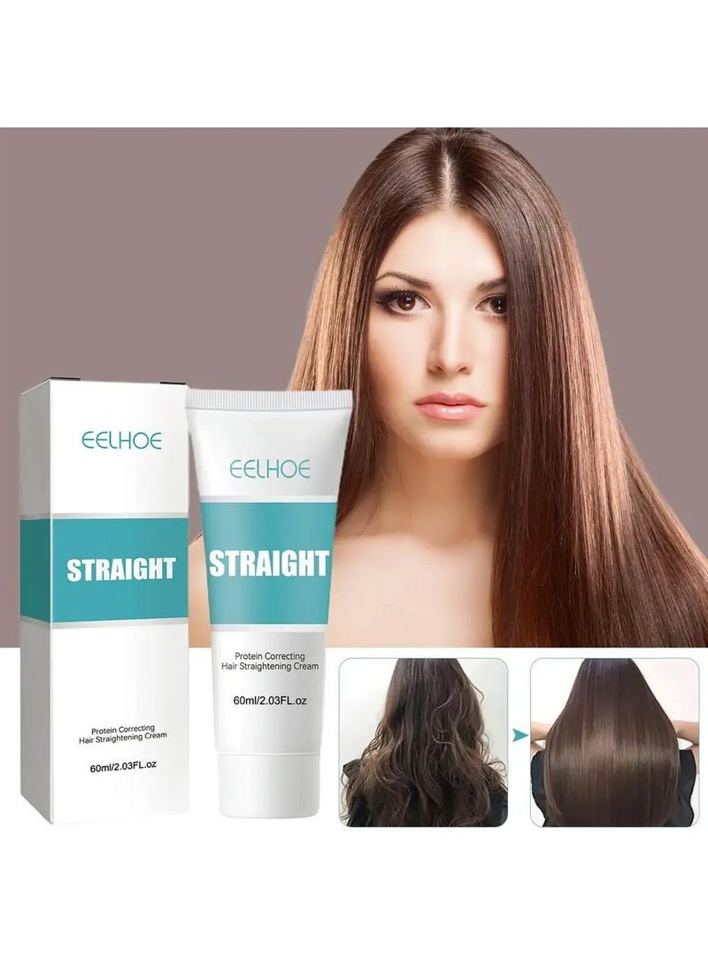 EELHOE Protein Hair Straightening Cream Hair Smoothing Straightener Cream Silk & Gloss Hair Care Cream Natural for Curly Damaged Hair Straightening Lotion - Image 1