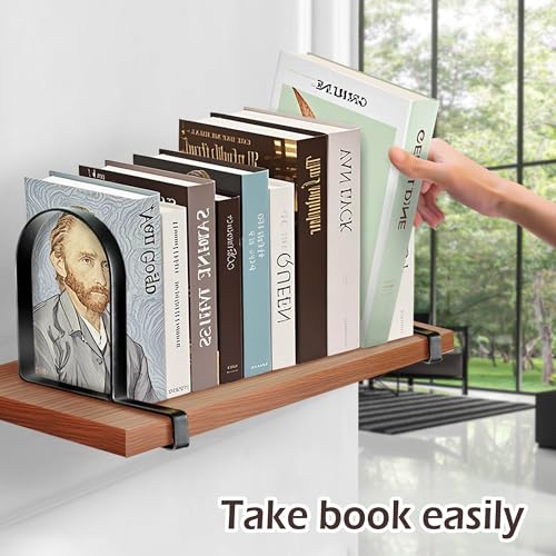 YANGSHUO Book Ends for Shelves: Black Metal Book Ends, Heavy Duty Bookend Supports for Shelves, Non-Skid Book Organizer for Home Office School Supplies - Image 4