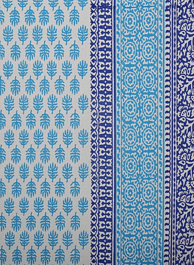 Texstylers Blue Abstract 60x90 Inches Jaipuri Print Cotton 6 Seater Dining Rectangular Table Cloth Cover (Blue) - Image 4
