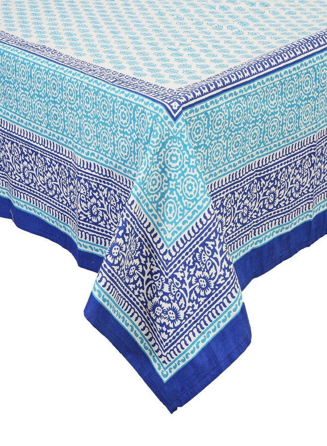 Texstylers Blue Abstract 60x90 Inches Jaipuri Print Cotton 6 Seater Dining Rectangular Table Cloth Cover (Blue) - Image 2