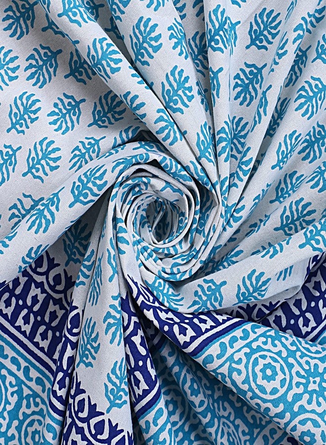 Texstylers Blue Abstract 60x90 Inches Jaipuri Print Cotton 6 Seater Dining Rectangular Table Cloth Cover (Blue) - Image 5