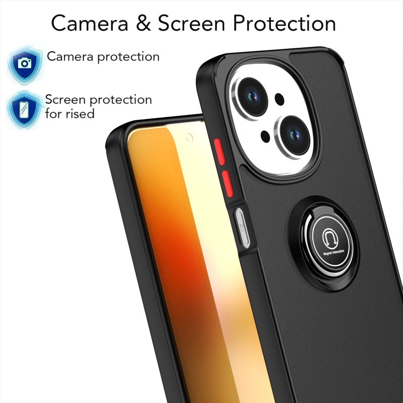 erorex For Tecno Spark Go 1 / Go 2025 Q Shadow 1 Series TPU + PC Phone Case with Ring(Black+Black) - Image 4