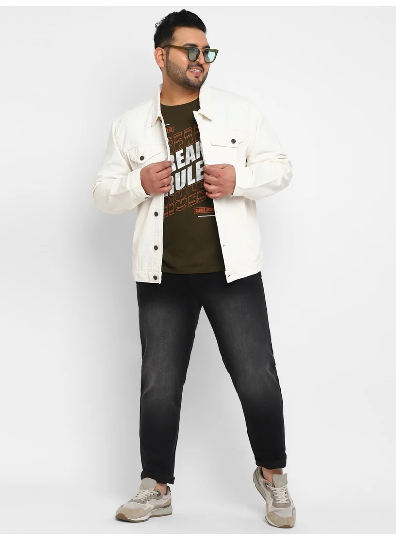 Urbano Fashion  Urbano Plus Men's White Regular Fit Washed Full Sleeve Denim Jacket  | Best Price UAE