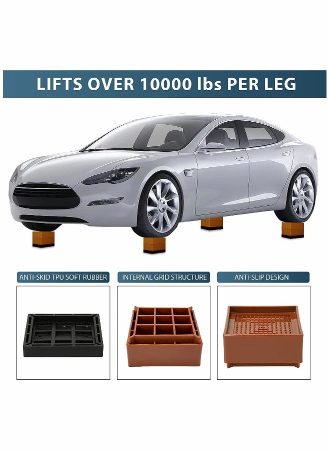 رفعات سرير قابلة للتعديل لطاولة أو أريكة أو إطار سرير - ارتفاع 4.5 بوصة - رافعات قوية (طقم من 4) - Image 5