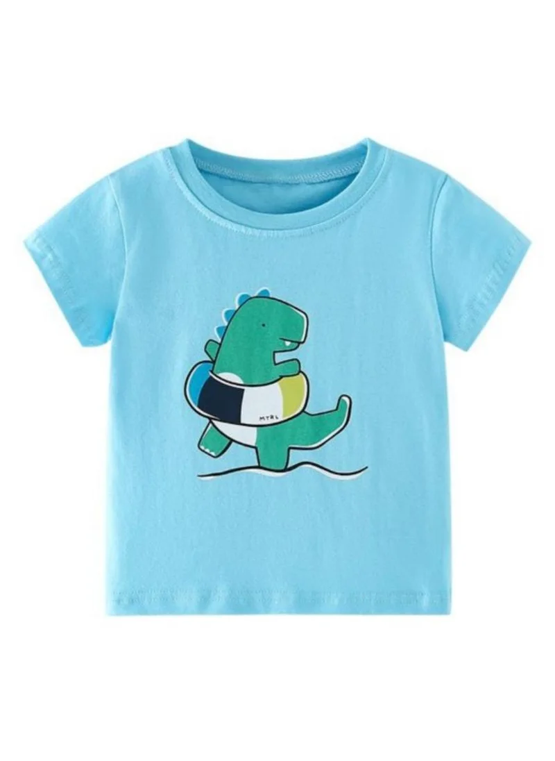 YUNIQEE Blue Graphic Printed Round Neck T-shirt