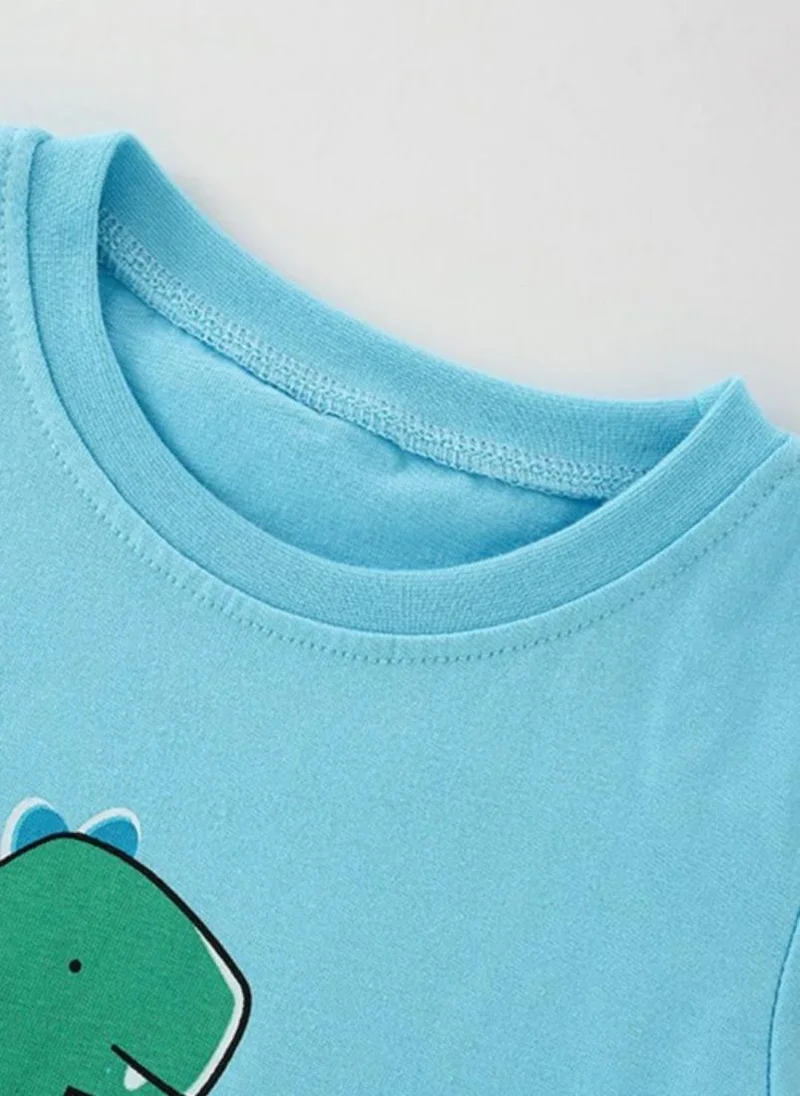 YUNIQEE Blue Graphic Printed Round Neck T-shirt