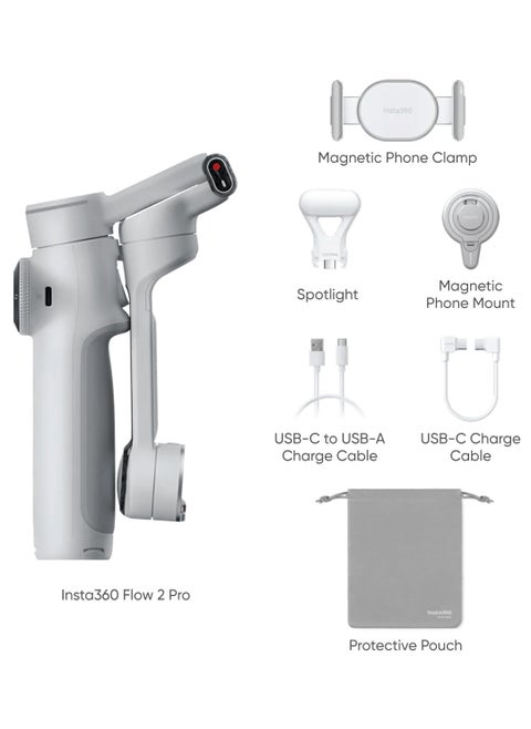 FLOW 2 PRO | Creator Kit | Ultimate AI Tracking Gimbal Stabilizer. Achieve smooth, pro-level shots with advanced AI tracking and sleek design. Perfect for creators on the go! – Stone Grey