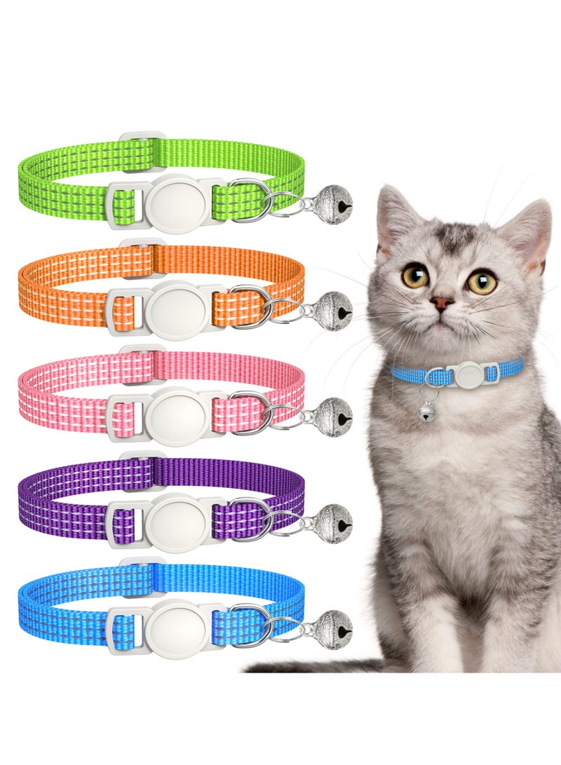 Excefore 5 Pack Reflective-Breakaway Cat Collars with Bells, Adjustable Small Cat Collar, Ideal for Girl Cats Male Cats Kittens Puppies, Pet Supplies Stuff Accessories 7.9" - 13", 5 Bright Colors - Image 1