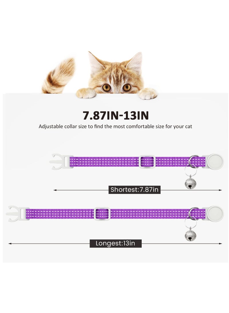Excefore 5 Pack Reflective-Breakaway Cat Collars with Bells, Adjustable Small Cat Collar, Ideal for Girl Cats Male Cats Kittens Puppies, Pet Supplies Stuff Accessories 7.9" - 13", 5 Bright Colors - Image 2
