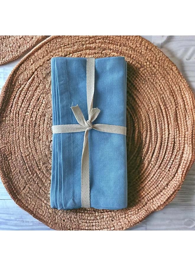 E.V.A Cerulean Blue Cotton Napkin - Set of 4 pieces - Image 2