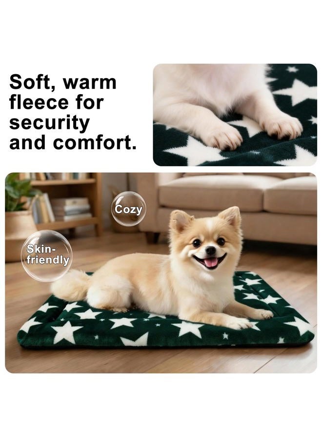 pobopobo Dog Bed Mat – Soft & Comfortable Dog Kennel Pad for Crate – Durable Crate Bed & Mat for Dogs & Cats – Ideal for Crate, Kennel, and Home Use (Big&Little Stars Green, S(24"*18"*1.5")) - Image 4