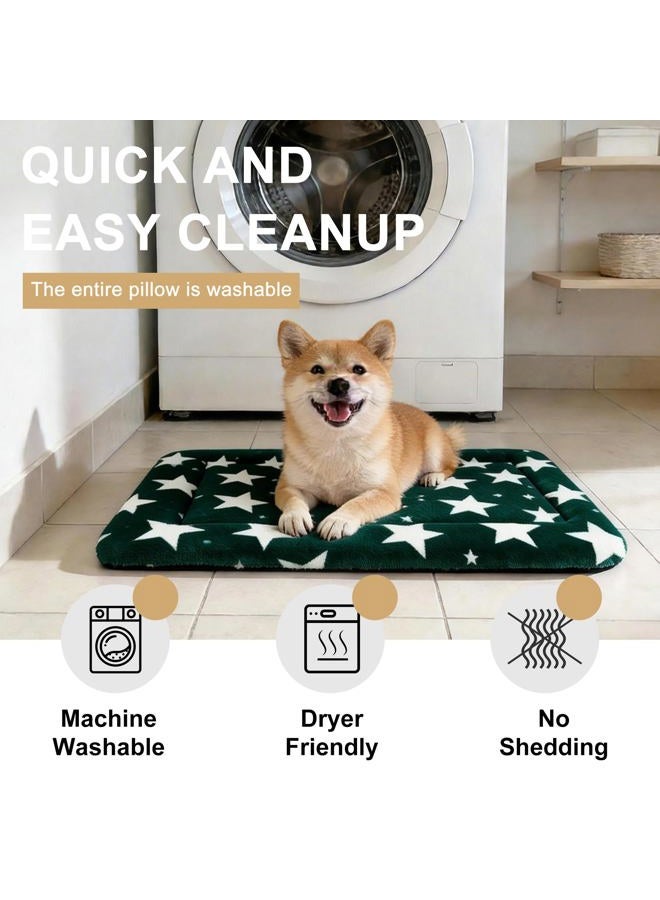 pobopobo Dog Bed Mat – Soft & Comfortable Dog Kennel Pad for Crate – Durable Crate Bed & Mat for Dogs & Cats – Ideal for Crate, Kennel, and Home Use (Big&Little Stars Green, S(24"*18"*1.5")) - Image 5