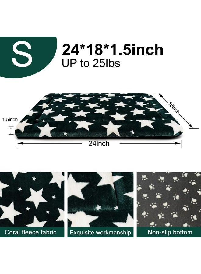 pobopobo Dog Bed Mat – Soft & Comfortable Dog Kennel Pad for Crate – Durable Crate Bed & Mat for Dogs & Cats – Ideal for Crate, Kennel, and Home Use (Big&Little Stars Green, S(24"*18"*1.5")) - Image 3