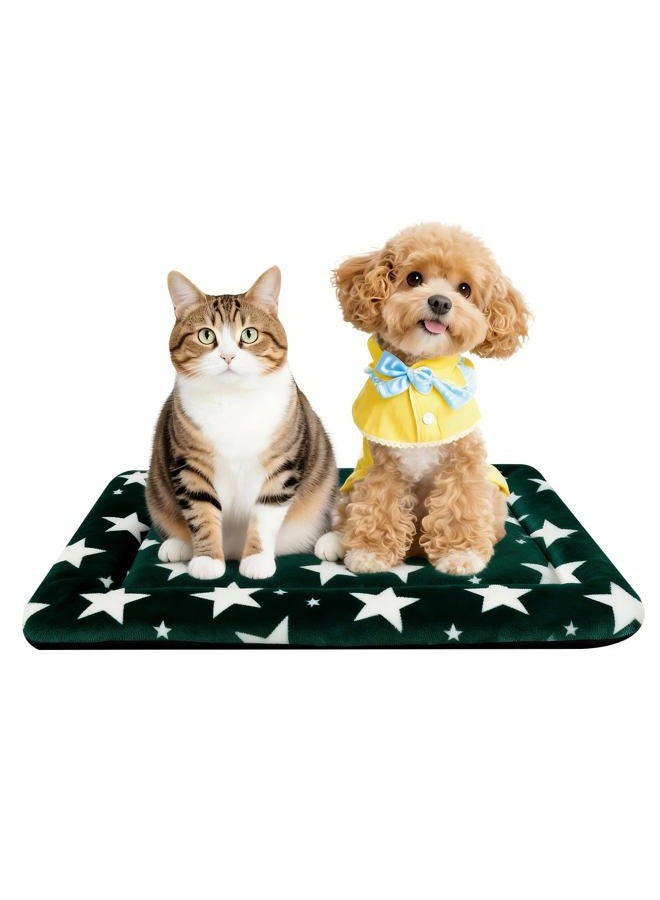 pobopobo Dog Bed Mat – Soft & Comfortable Dog Kennel Pad for Crate – Durable Crate Bed & Mat for Dogs & Cats – Ideal for Crate, Kennel, and Home Use (Big&Little Stars Green, S(24"*18"*1.5")) - Image 1