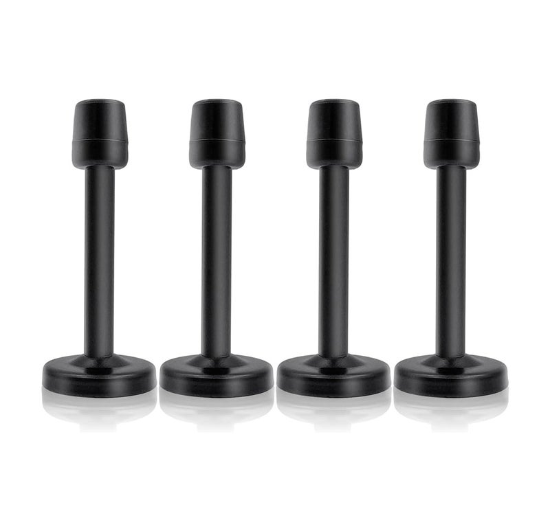JZS Door Stops, Brushed Satin Door Stopper Mute Solid Rigid Door Stop with No Odor Rubber Tip, Heavy Duty Nickel Rubber Door Holder, Black Doorstops (4 Pack, Black, 9.5CM) - Image 1