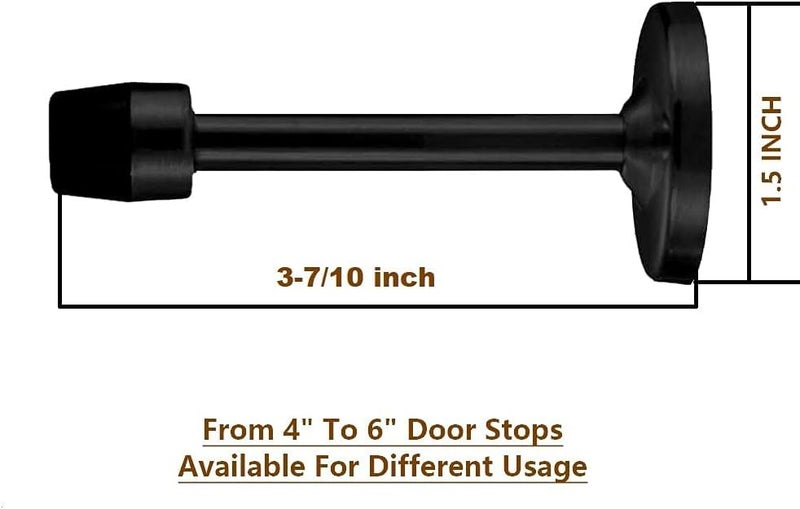 JZS Door Stops, Brushed Satin Door Stopper Mute Solid Rigid Door Stop with No Odor Rubber Tip, Heavy Duty Nickel Rubber Door Holder, Black Doorstops (4 Pack, Black, 9.5CM) - Image 5
