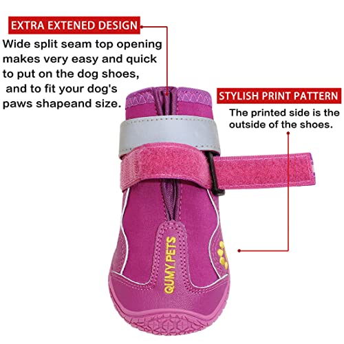 QUMY Dog Shoes for Large Dogs, Medium Dog Boots & Paw Protectors for Winter Snowy Day, Summer Hot Pavement, Water-Resistant in Rainy Weather, Outdoor Walking, Indoor Hardfloors Skid-Resistant Sole - Image 4