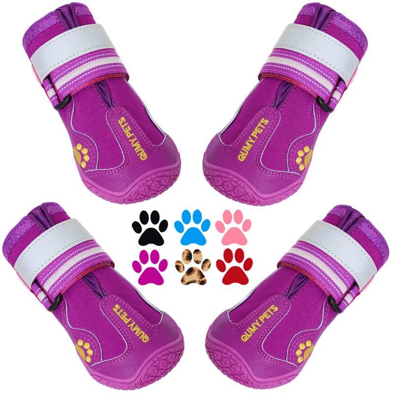 QUMY Dog Shoes for Large Dogs, Medium Dog Boots & Paw Protectors for Winter Snowy Day, Summer Hot Pavement, Water-Resistant in Rainy Weather, Outdoor Walking, Indoor Hardfloors Skid-Resistant Sole - Image 3