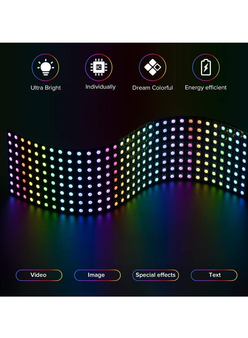 KASTWAVE 2 Pack WS2812B ECO RGB Alloy Wires 5050SMD Individual Addressable DC5V 8X32 256 Pixel LED Matrix Flexible FPCB Full Color Works with K-1000C,SP107E Controllers Image Video Text Display - Image 2