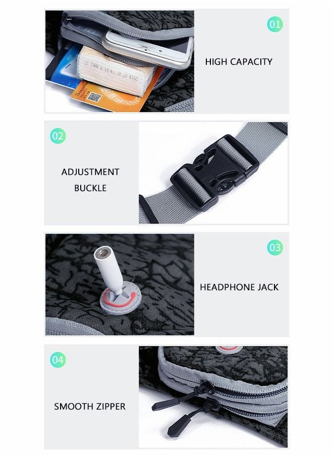 GROIC - Running Waist Belt Bag with Water Bottle Smart Phone Holder Elastic Strap for Fitness Jogging Hiking Travel - Black - Image 1