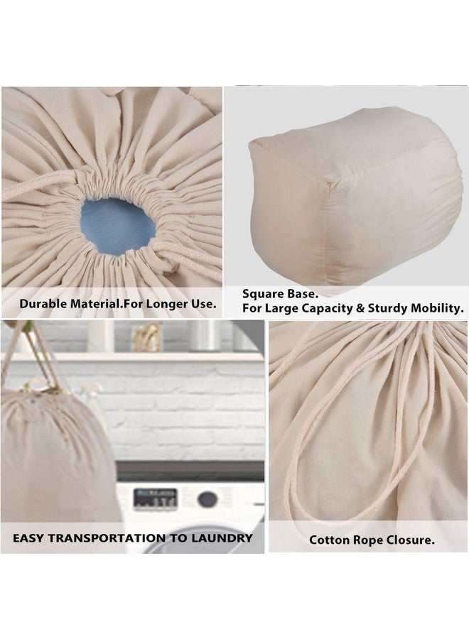 MCleanPin Washable Laundry Bags with Handles,140L Dirty Clothes Storage for College Dorm & Travel,2 Pack (Beige) - Image 5