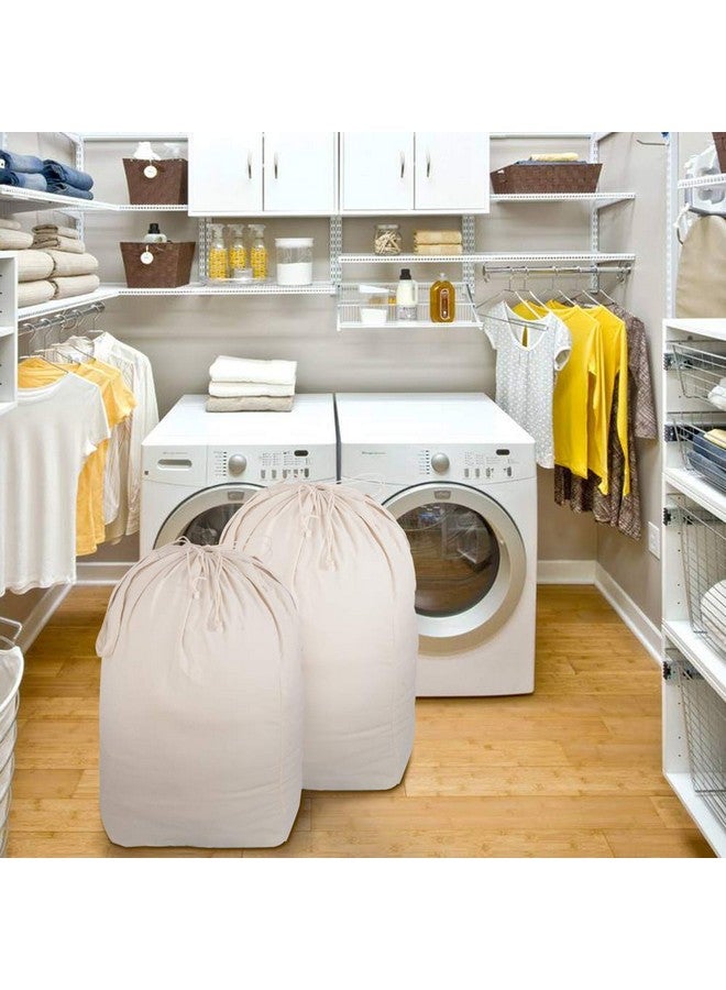 MCleanPin Washable Laundry Bags with Handles,140L Dirty Clothes Storage for College Dorm & Travel,2 Pack (Beige) - Image 4