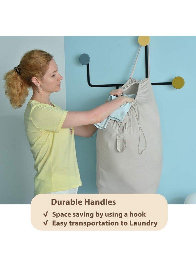 MCleanPin Washable Laundry Bags with Handles,140L Dirty Clothes Storage for College Dorm & Travel,2 Pack (Beige) - Image 3