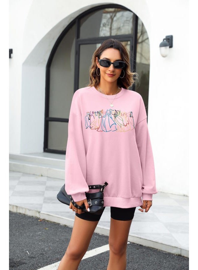 BANGELY Magical Sweatshirt Women Cute Embroidered Magic Princess Sweater Family Vacation Shirt Casual Long Sleeve Top, Pink, S - Image 4