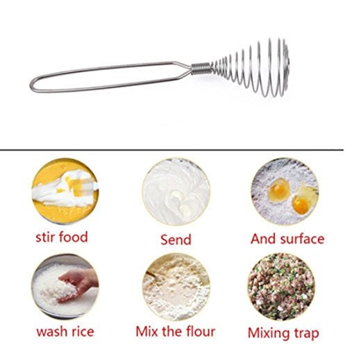 i Kito Spring Whisk, i Kito Stainless Steel Manual Eggbeater Hand Egg Mixer Whisk Blender Stirring Beater Cream Frother Flour Stirrer for Kitchen - Image 4
