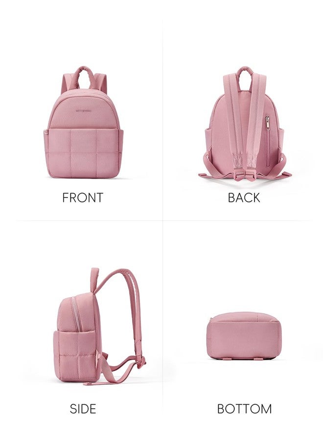 WESTBRONCO Mini Backpack for Women Nylon Small Fashion Backpacks Purse Puffer Lightweight Backpacks for Travel, Shopping, Dark Pink, Small - Image 5