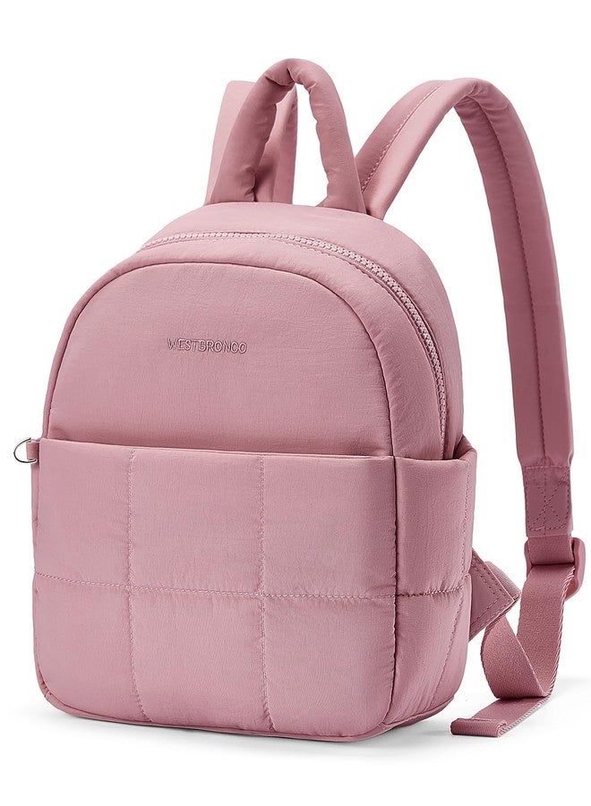 WESTBRONCO Mini Backpack for Women Nylon Small Fashion Backpacks Purse Puffer Lightweight Backpacks for Travel, Shopping, Dark Pink, Small - Image 1