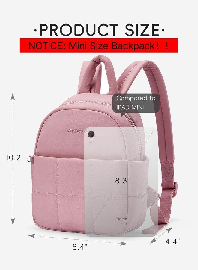 WESTBRONCO Mini Backpack for Women Nylon Small Fashion Backpacks Purse Puffer Lightweight Backpacks for Travel, Shopping, Dark Pink, Small - Image 2