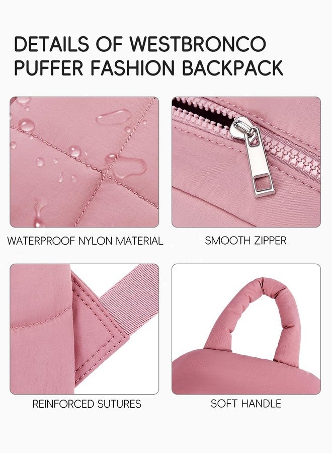WESTBRONCO Mini Backpack for Women Nylon Small Fashion Backpacks Purse Puffer Lightweight Backpacks for Travel, Shopping, Dark Pink, Small - Image 4