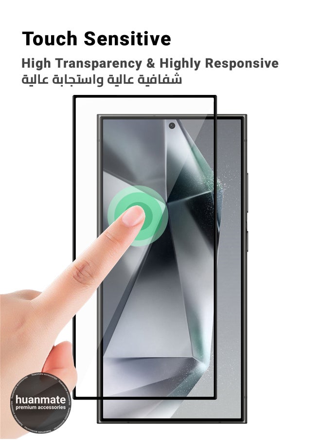 huanmate - Samsung Galaxy S24 Ultra Screen Protector – Premium Edge to Edge Tempered Glass, High Transparency, Delicate Touch, Anti-Explosion, Smooth Arc Edges, Easy Installation - Image 1