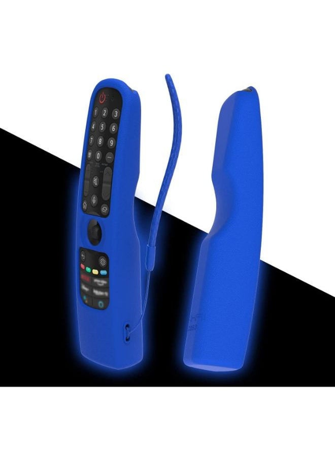 Sikai غطاء سيليكون من SIKAI لجهاز التحكم عن بعد السحري LG AN-MR21GA، غطاء واقٍ مقاوم للصدمات لجهاز التحكم عن بعد للتلفزيون الذكي LG 2021، تصميم قائم، صديق للبشرة، قابل للغسل، مضاد للضياع مع حلقة (أزرق متوهج)  - Image 1