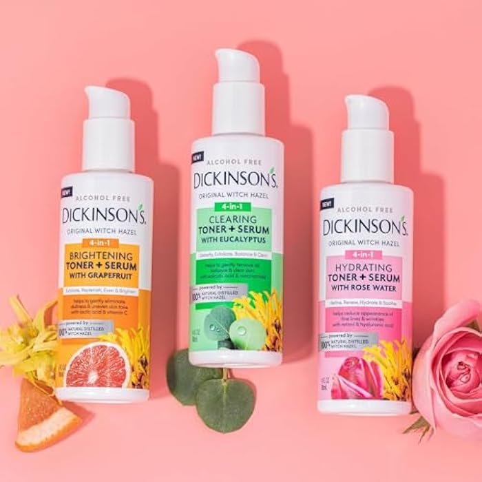 Dickinson's Original Witch Hazel Clearing Toner + Serum with Eucalyptus | 100% Natural Distilled Witch Hazel | Alcohol-Free | Detoxifies & Tones Skin | Unclogs Pores | 4 Fl Oz - Image 5