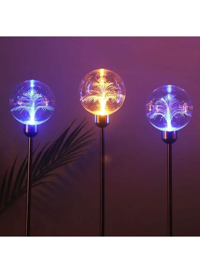 Dekorly Solar Lights Flowers Outdoor LED- Waterproof Fairy Garden Lights with Twinkling Effect, Auto On/Off at Dusk, Decorative Solar Powered String (Fiber Optic Ball, 2PCS) - Image 2