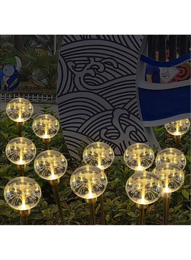 Dekorly Solar Lights Flowers Outdoor LED- Waterproof Fairy Garden Lights with Twinkling Effect, Auto On/Off at Dusk, Decorative Solar Powered String (Fiber Optic Ball, 2PCS) - Image 3